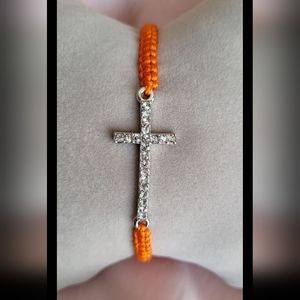 Crystal Cross Adjustable bracelet Orange